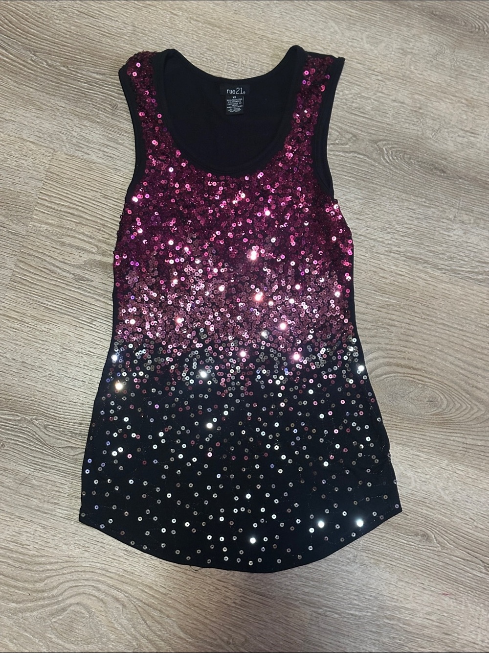 Rue21 Black and Pink Sequin Ombre Tank